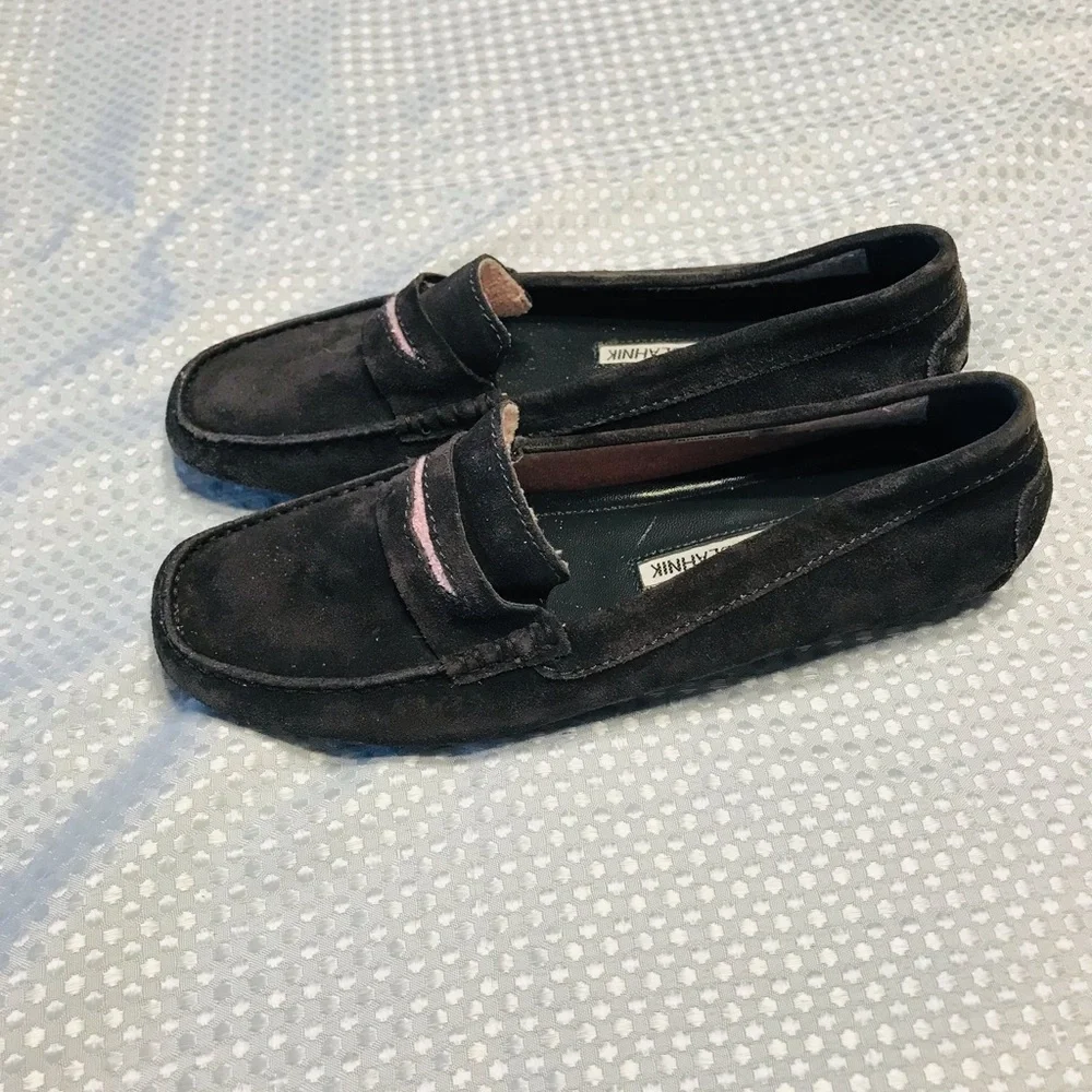 Manolo blahnik Suede‎ Driver Loafer Gray/Pink